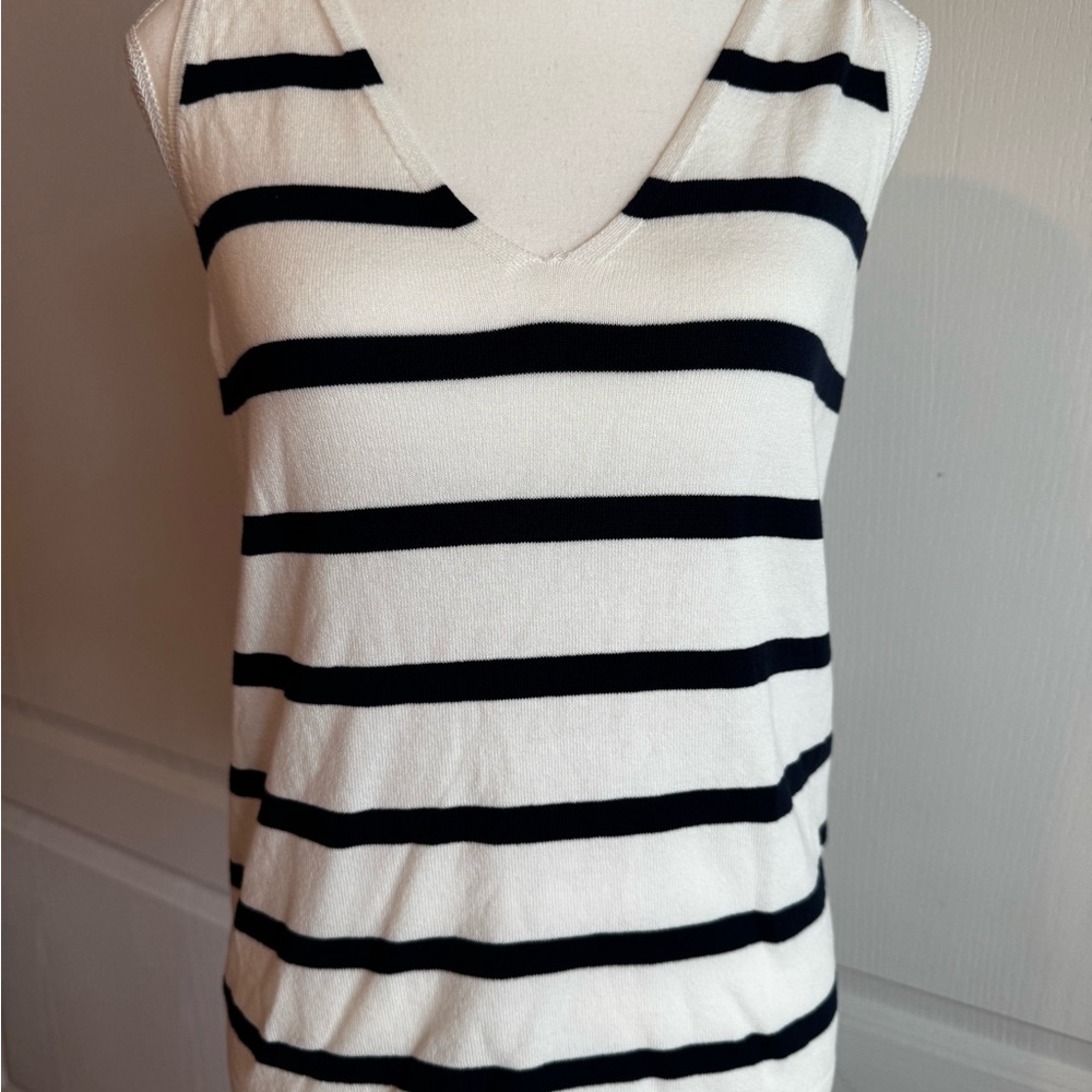 Striped Sleeveless Top - Black and White